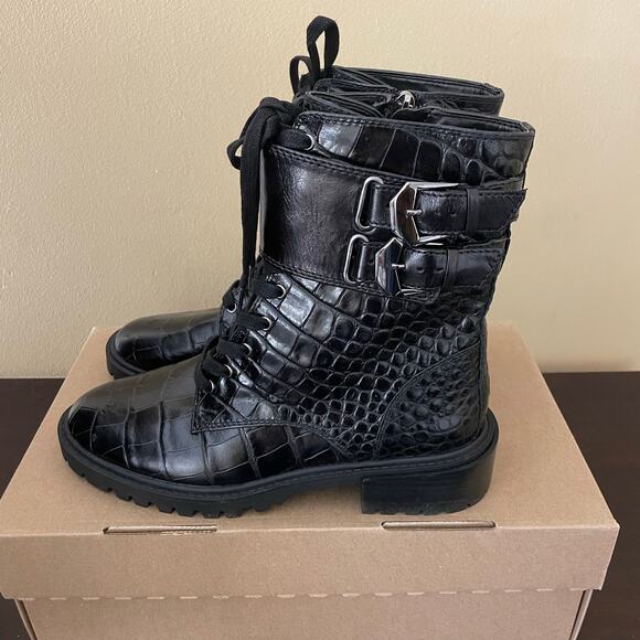 Vince Camuto Fawdry Buckle Combat & Lace-up Boots - Picture 1 of 7